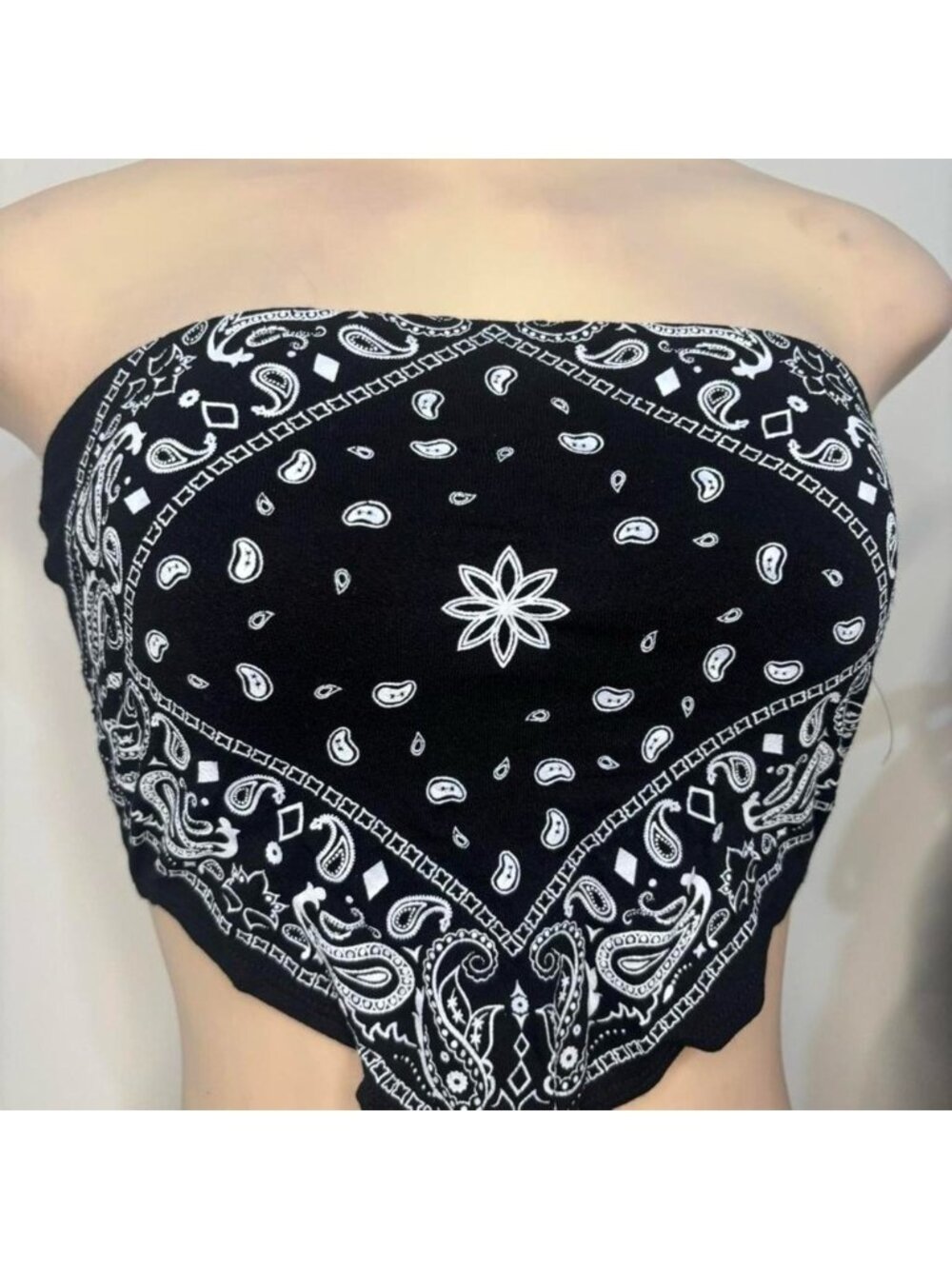 Black Strapless Crop Top